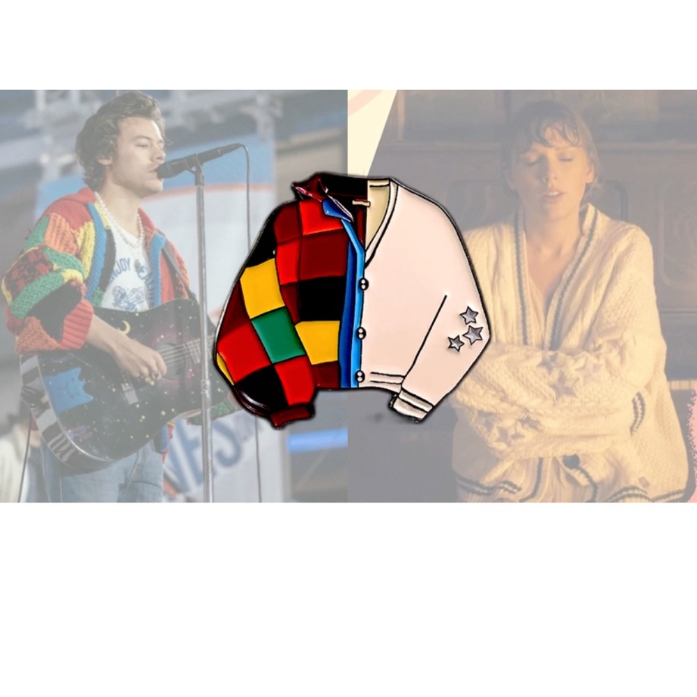 HARRY STYLES & TAYLOR SWIFT CARDIGAN MASHUP ENAMEL PIN LAPEL PIN BROOCH NWT